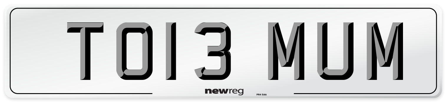 TO13 MUM Number Plate from New Reg